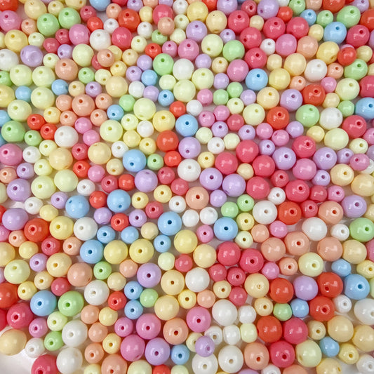 0 0今日新作 パステルラウンドガラスビーズ-6&8ミリ (0108)