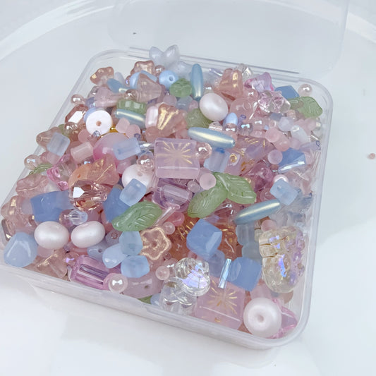 0 0今日新作 水色ピンク シードビーズ混ぜ(0616)