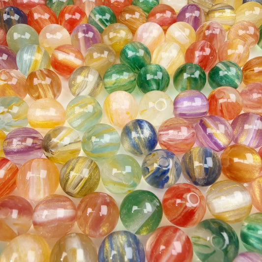 0 0今日新作 金シルク 10ミリ 樹脂ビーズ混ぜ (0301)