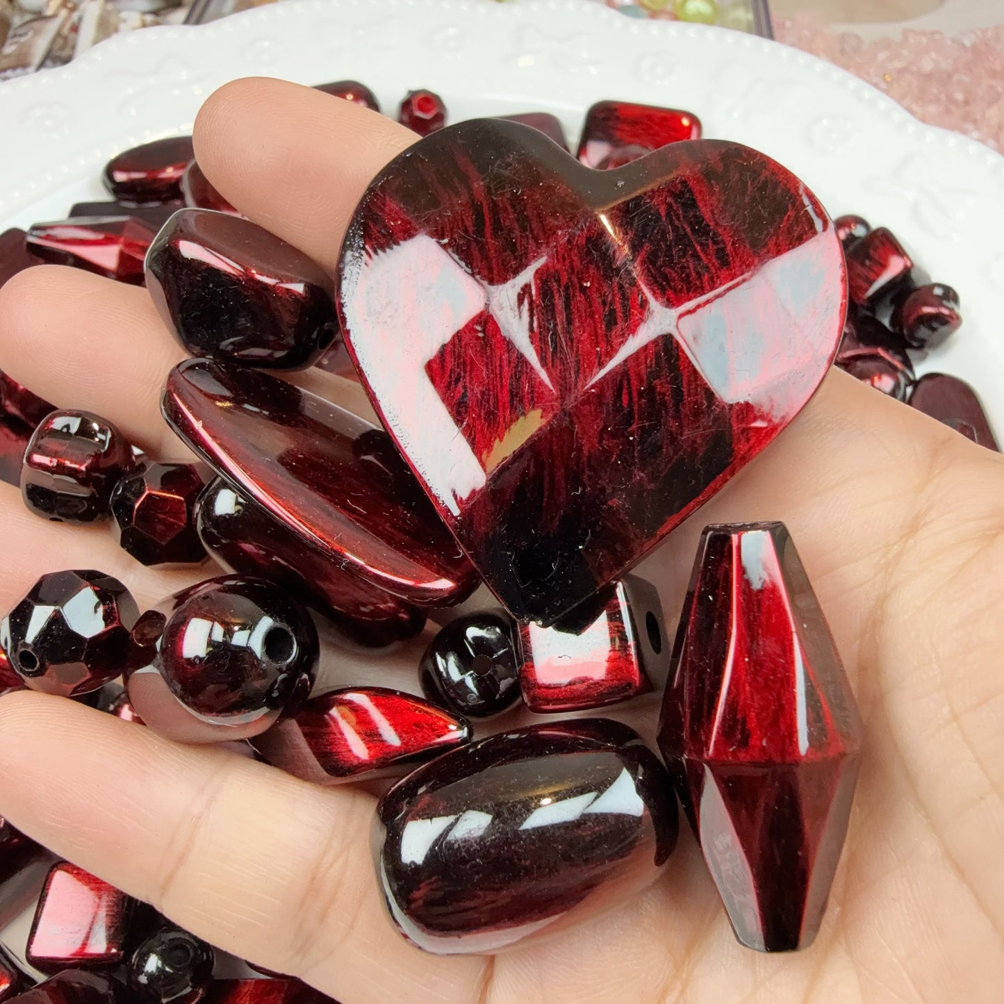 0 0今日新作 ピカピカ黒赤&黒グレー アクリル混ぜ(1129)