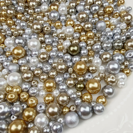 0 0今日新作 ガラスパール混ぜ-金銀(0116)