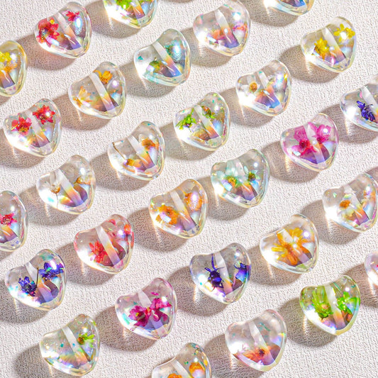 0 0今日新作 新しいスタイルのドライフラワーハート型ビーズ(0609)