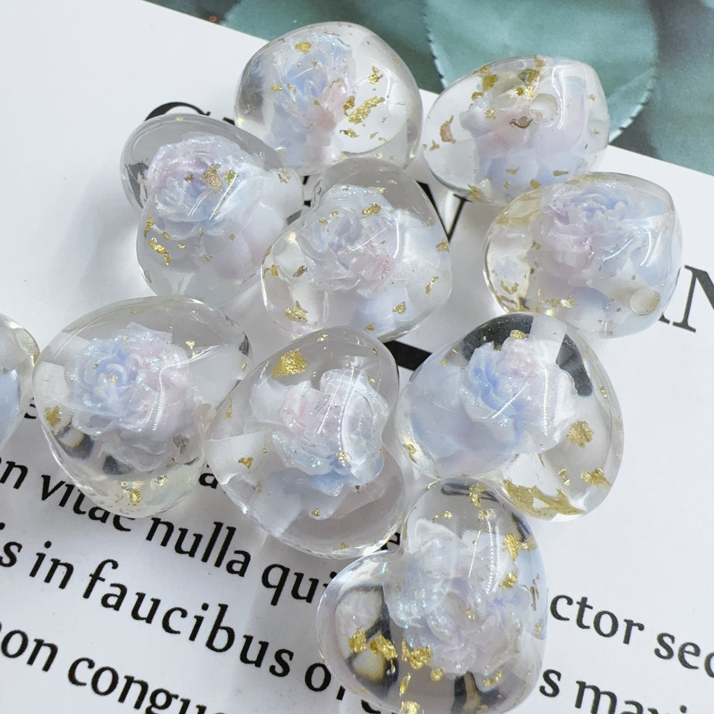 0 今日新作 ローズレジンハートビーズ（1026）