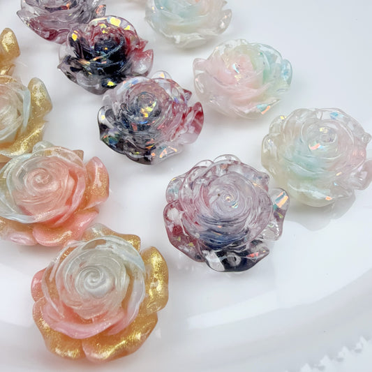 0 0今日新作 硬い薔薇−27ミリ 夜光効果 背中に通し穴があり (0613)