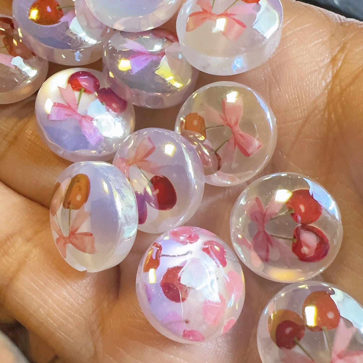 0 0今日新作 プリントされたキャットアイラウンドビーズ（0130）