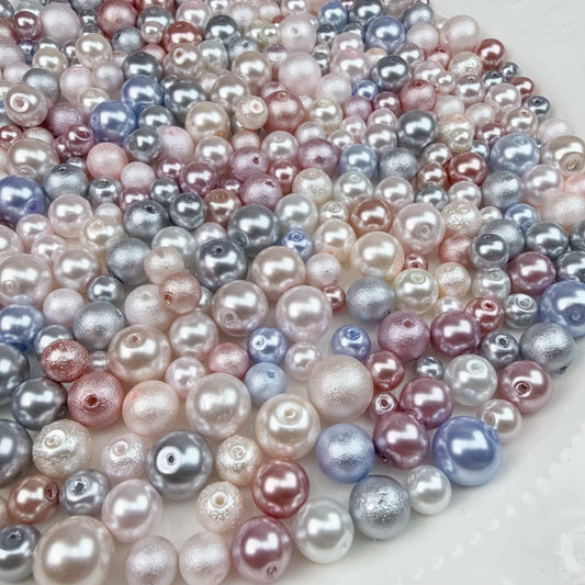 0 0今日新作 ガラスパールーピンク＆水色混ぜ(1230)