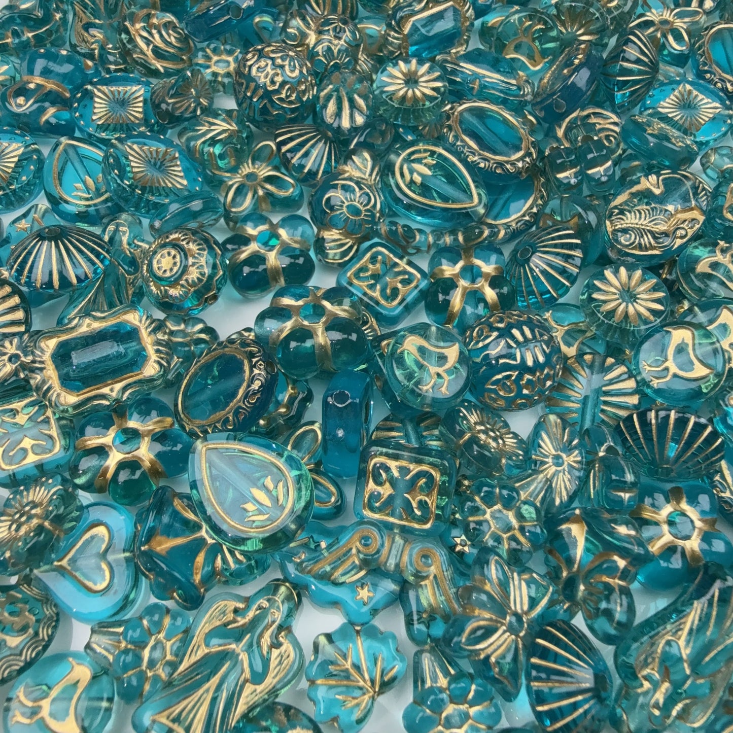 0 今日新作 アクリルバロックー孔雀藍金描き(0503)