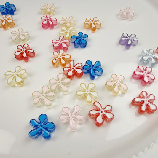 0 0今日新作 ツヤツヤ不規則クリアお花(0308)