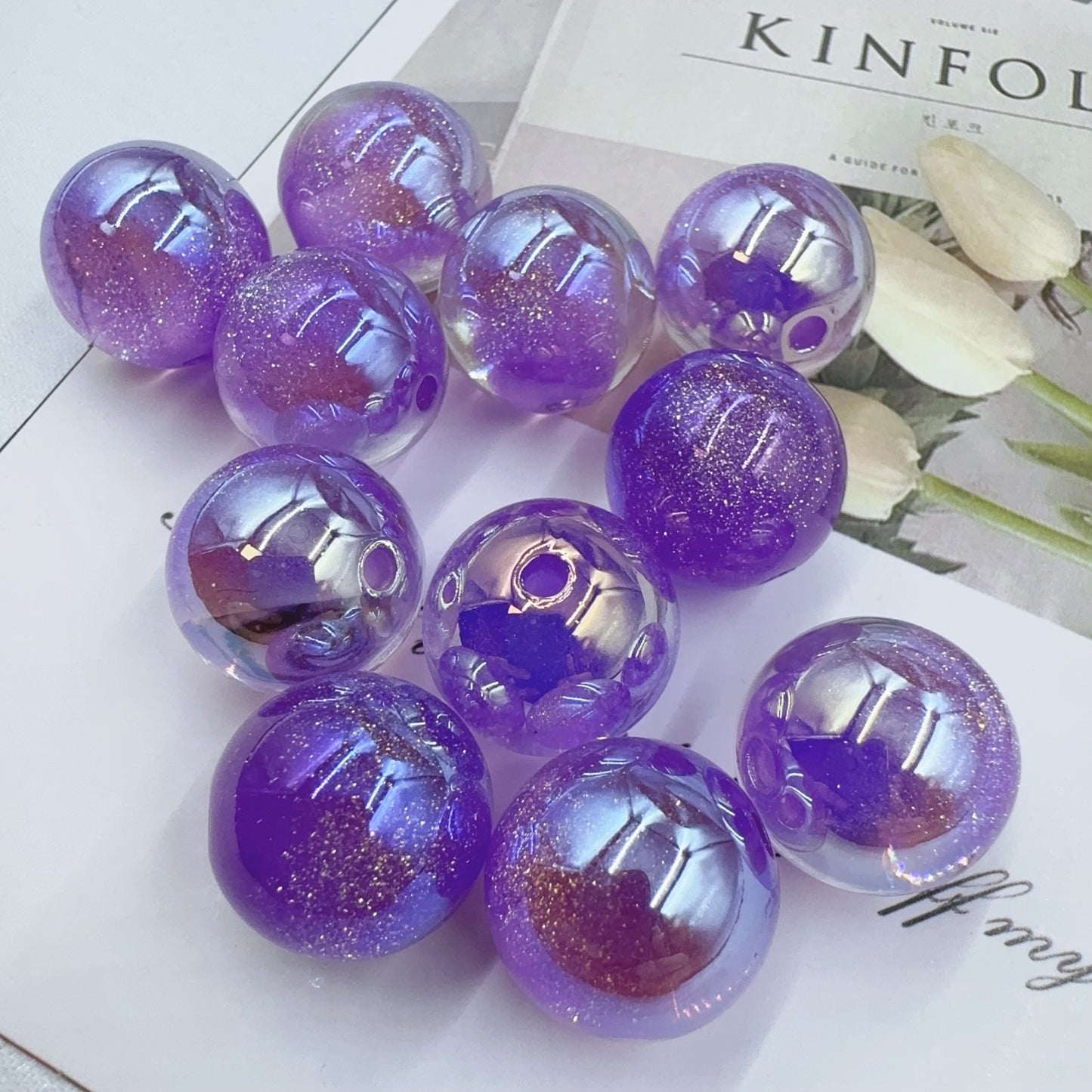 0 00库存处分 深海秘境 冷月樹脂ビーズ  16mm  20個 DY（0711）