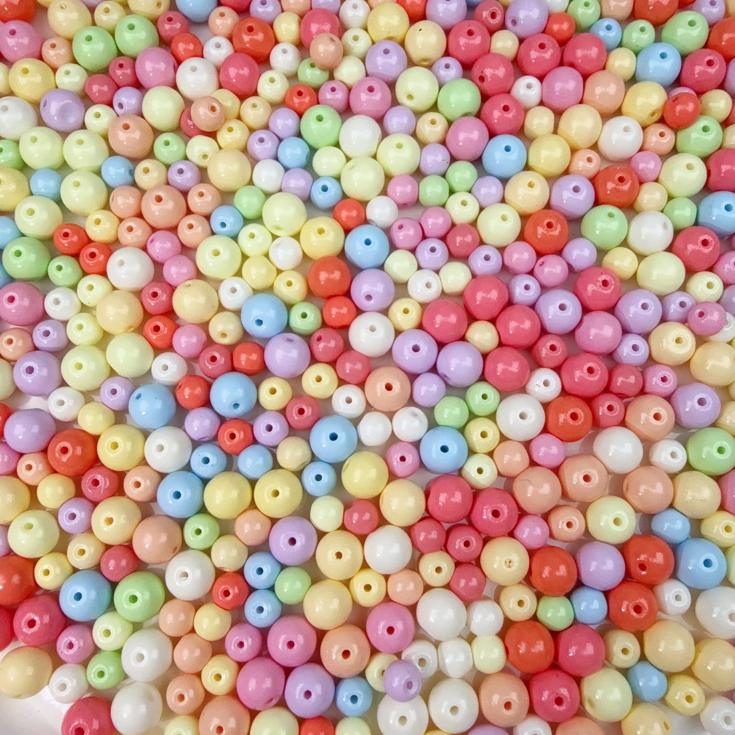 0 0今日新作 パステルラウンドガラスビーズ-6&8ミリ (0108)