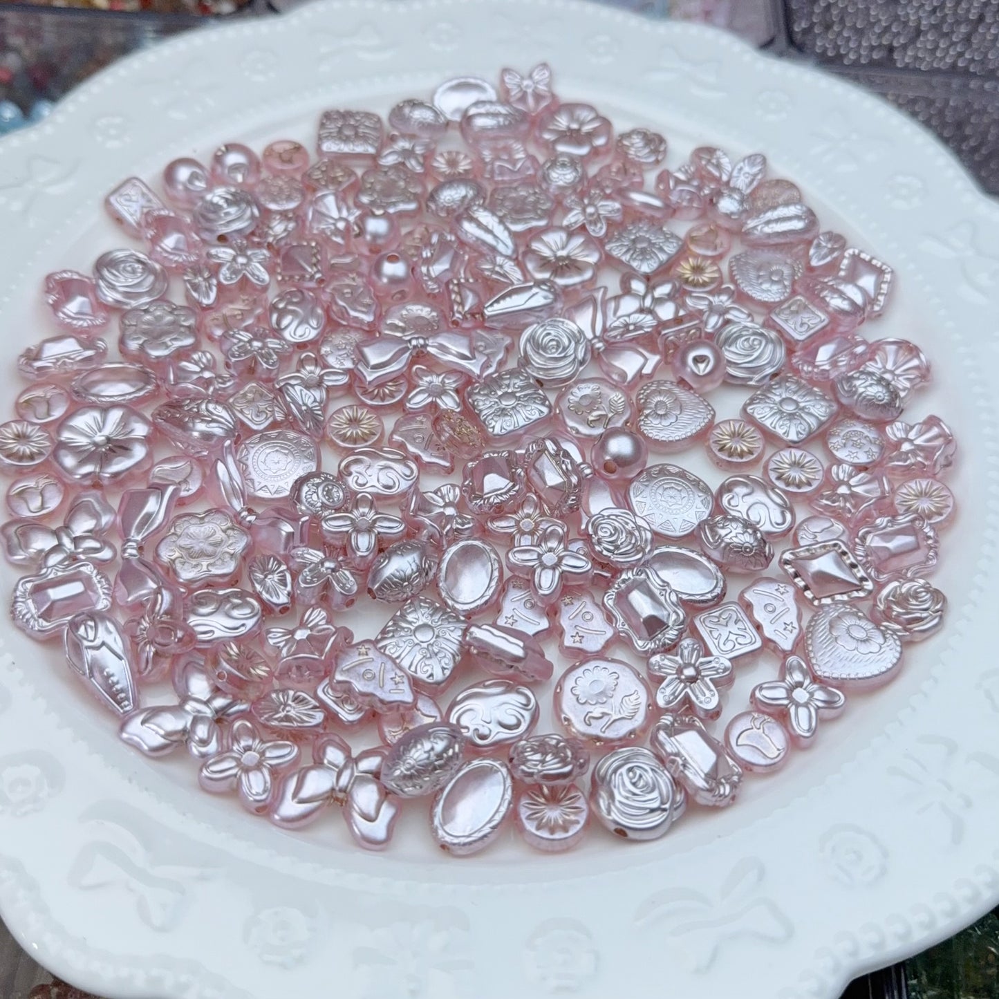 0 今日新作 アクリルバロックーパールシェード銀描きー新色(0612)