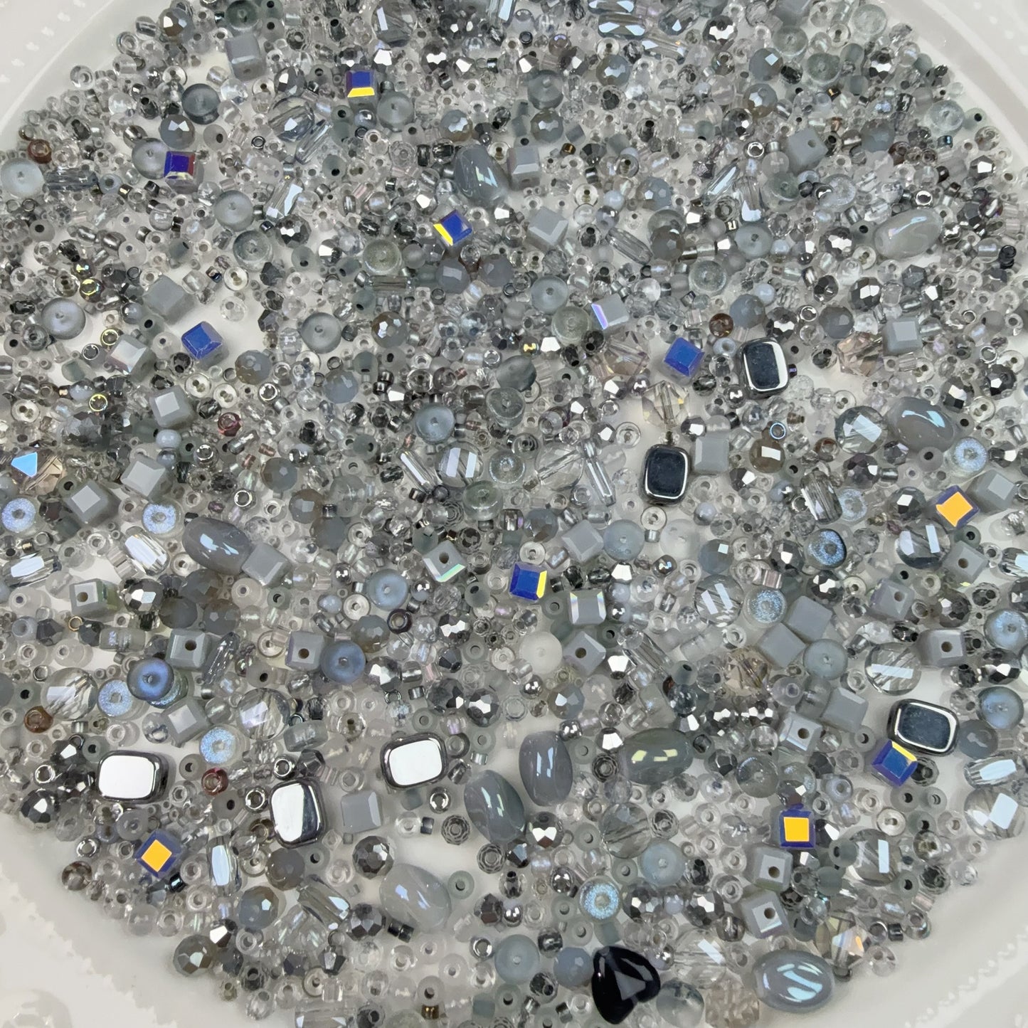 0 0今日新作 水色&グレー シードビーズ混ぜ (0910)