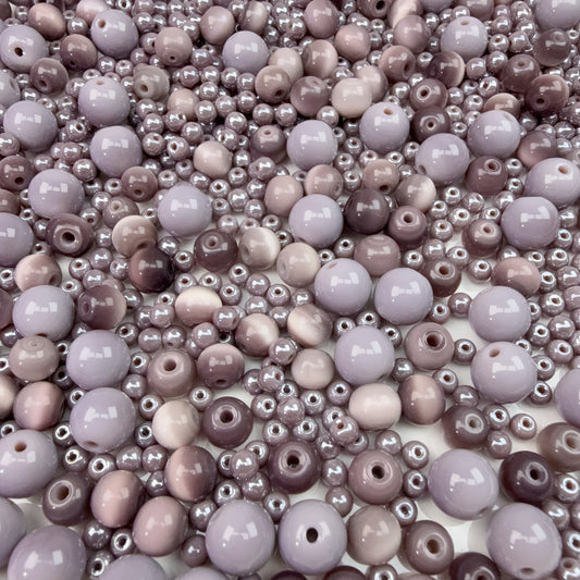 0 0今日新作 くすみ紫 ガラスビーズ混ぜ (0915)