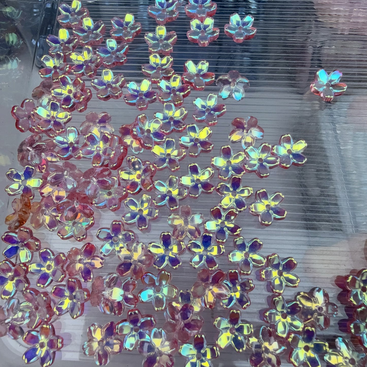 0 0今日新作 単色ツヤツヤメッキガラス桜(0929)