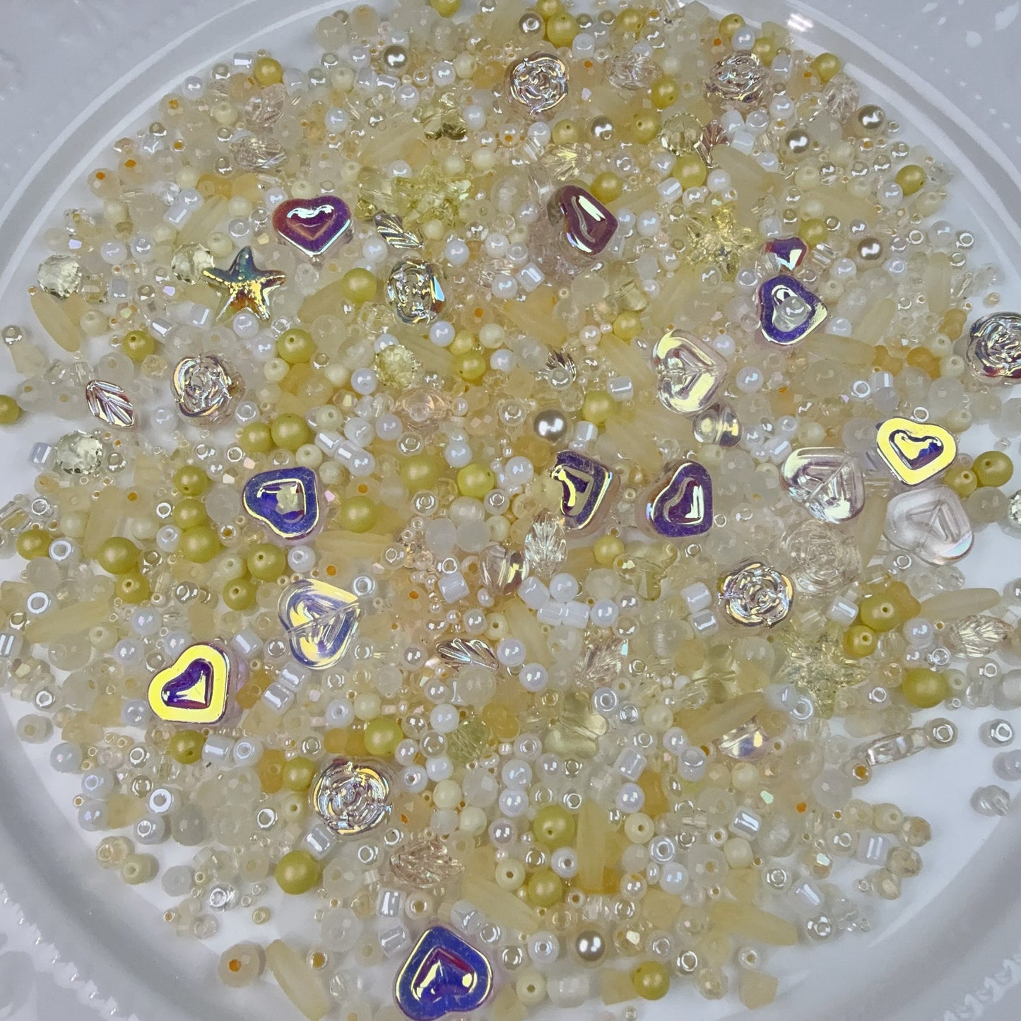 0 0今日新色 メッキハート薔薇 シードビーズ混ぜ(0715)