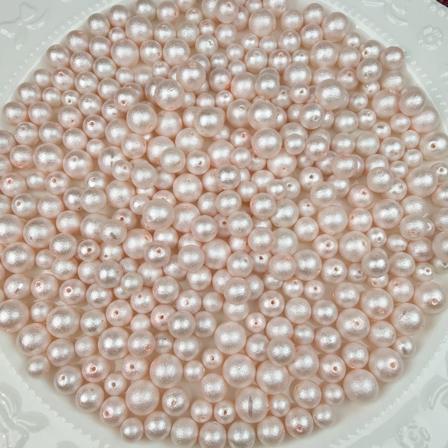 0 0今日新作 コットンガラスパール混ぜ-柔らかいオレンジピンク(0120)