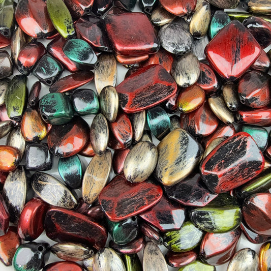 0 0今日新作 ピカピカ黒赤＆黒グレー アクリル混ぜ(1129)