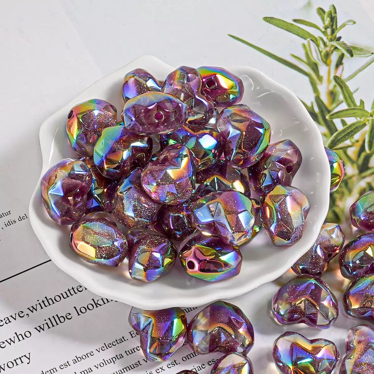 0 0今日新作 ファセットカットハート形ビーズ (0607)