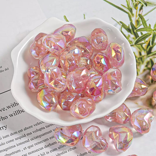 0 0今日新作 ファセットカットハート形ビーズ (0607)