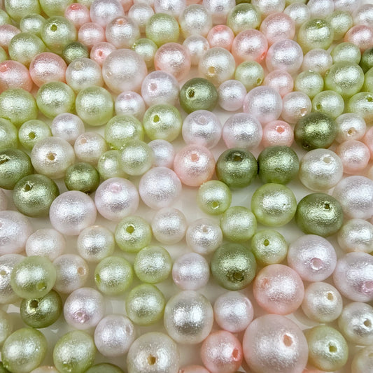 0 0今日新作 コットンガラスパール混ぜ-柔らかいオレンジピンク(0117)