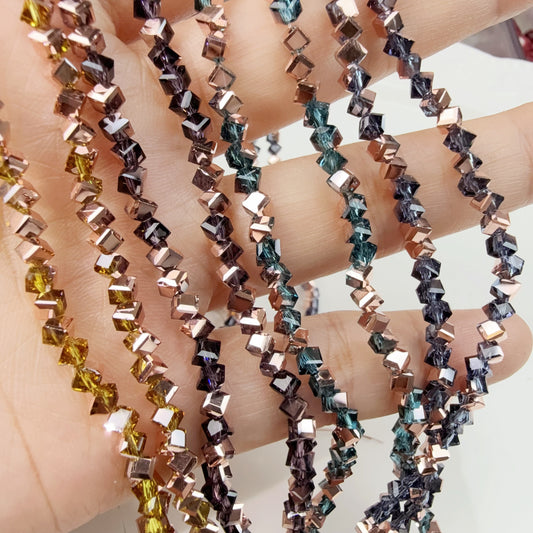 0 0今日新作 斜めキューブカット−ローズシャンパンメッキ4ミリ(0101)