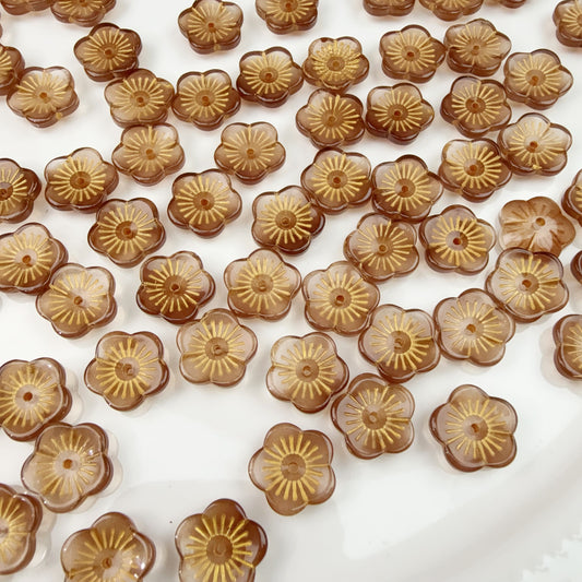 0 0今日新作 ガラスビーズ-梅の花14ミリ(0125)