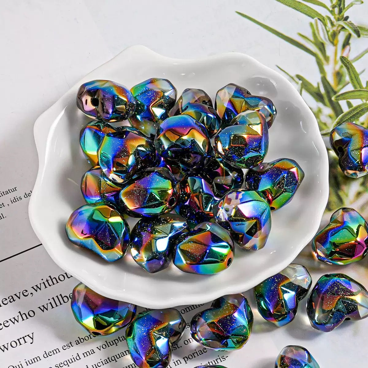 0 0今日新作 ファセットカットハート形ビーズ (0607)