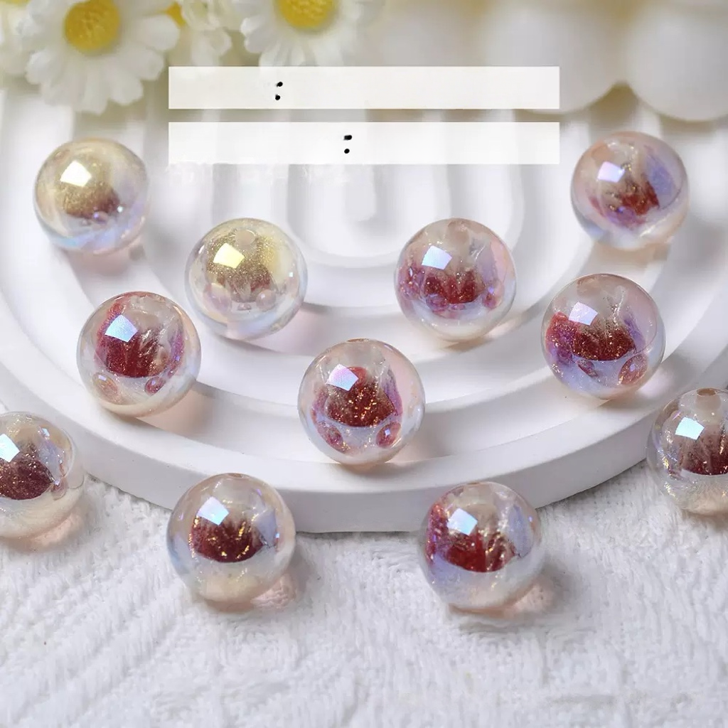 0 0今日新作 チューリップが入り樹脂ビーズ  現品(0310)