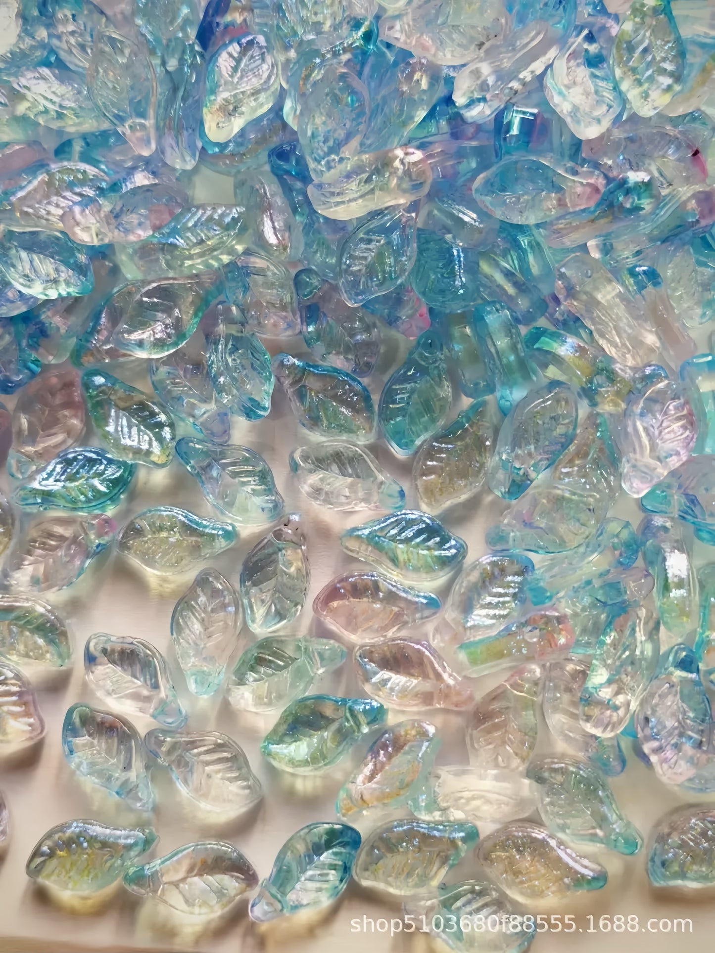 0 0今日新作  2色ガラス葉っぱ-クリア（1203）