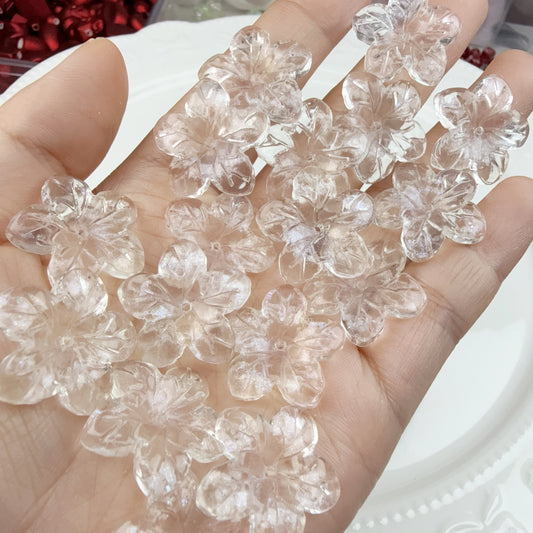 0 0今日新作 ガラスビーズ-5弁花22ミリ(0127)