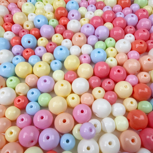 0 0今日新作 パステルラウンドガラスビーズ-6&8ミリ (0108)
