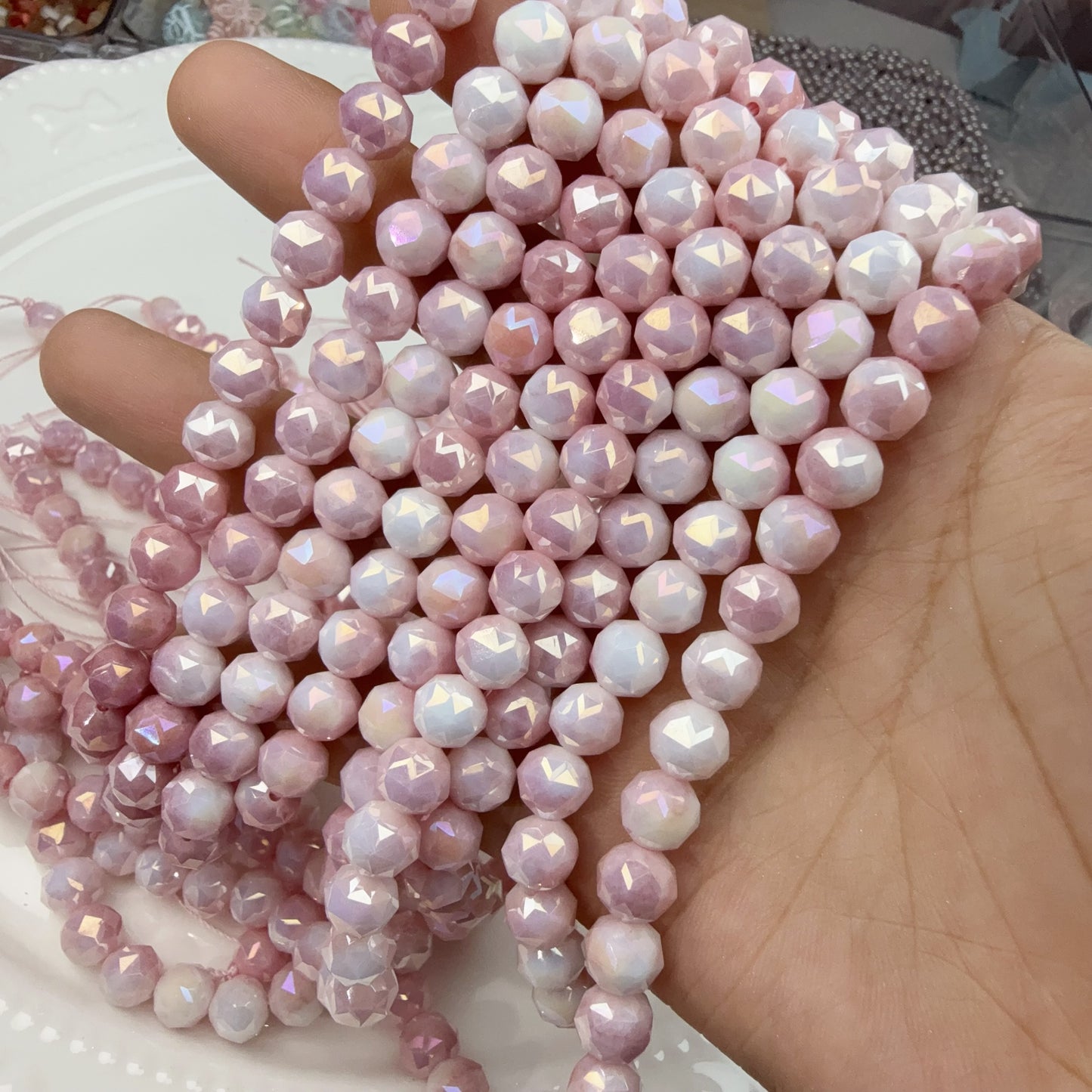 0 0今日新色メッキ磁器色グラデーションカット8mm(0516)