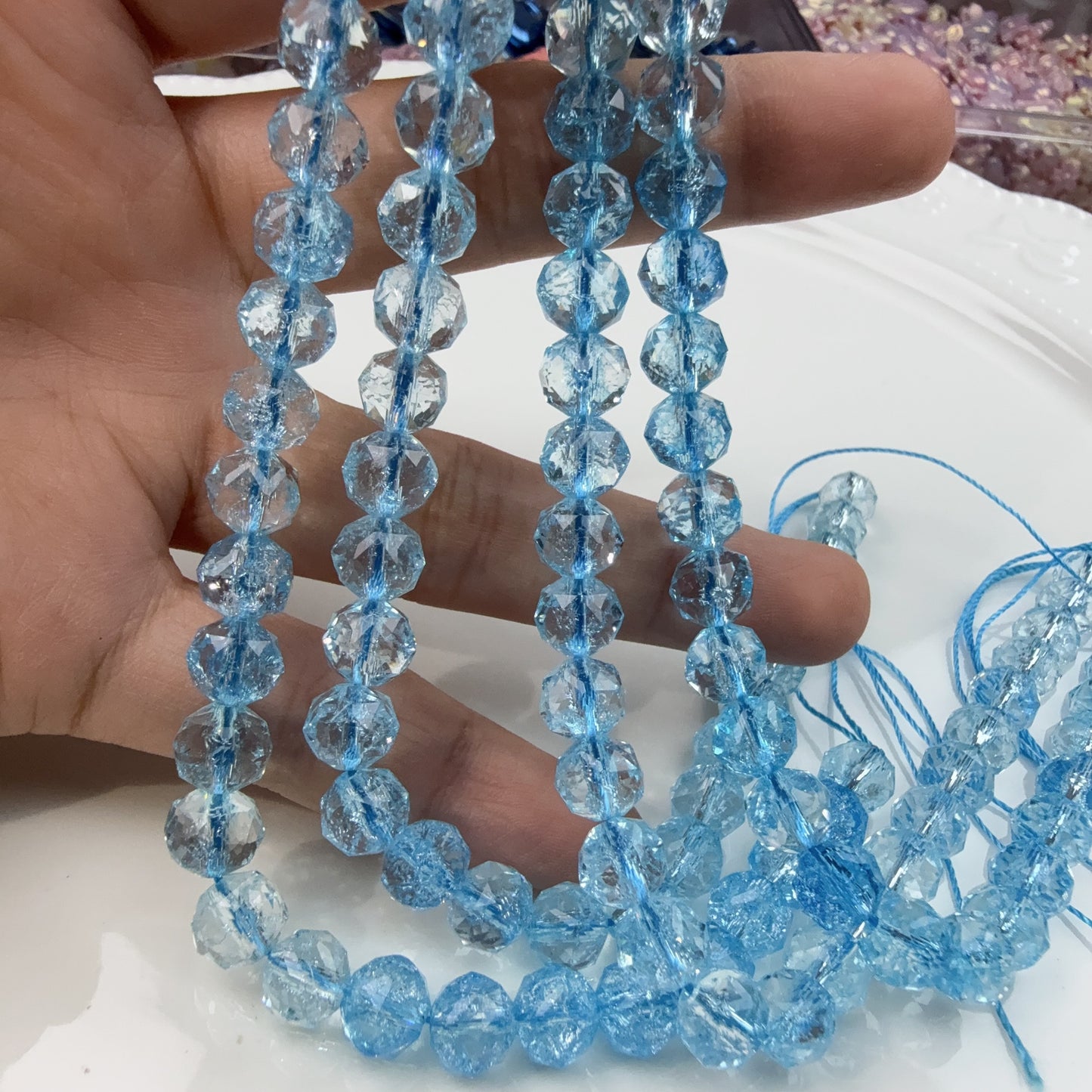 0 0今日新作 花ボールカット2-超クリア単色8ミリ(0909)