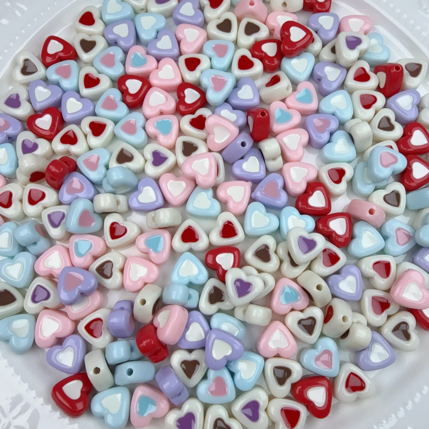 0 0今日新作 ダブルハート アクリル混ぜ(0731)