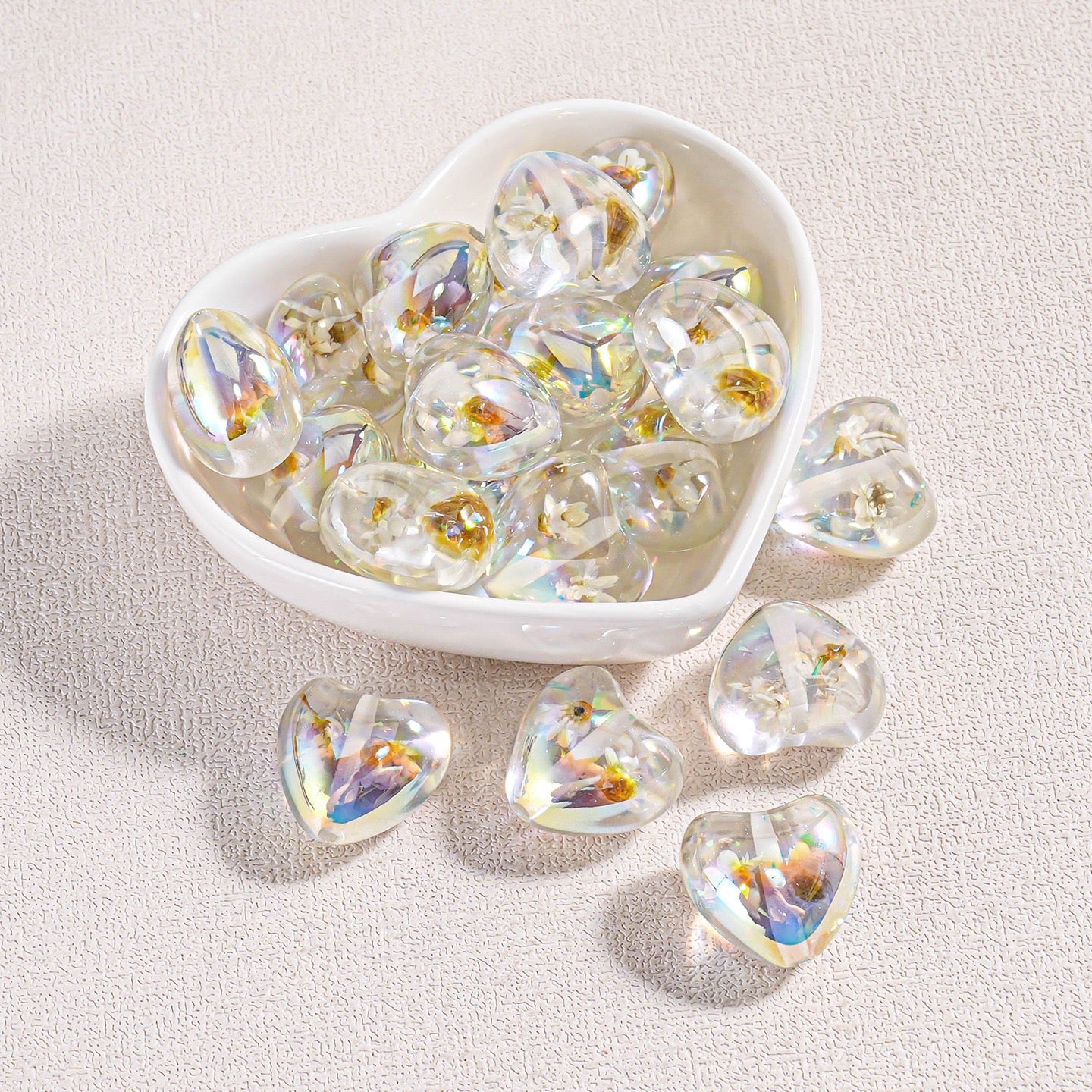 0 0今日新作 新しいスタイルのドライフラワーハート型ビーズ（0609）