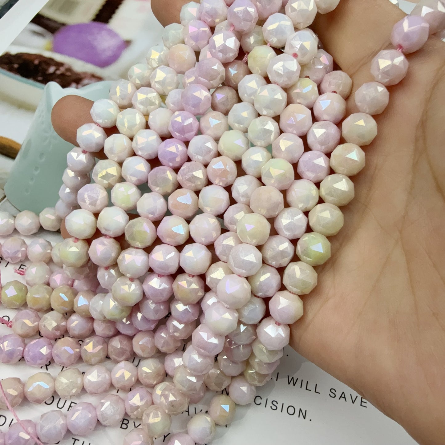 0 0今日新色メッキ磁器色グラデーションカット8mm(0516)