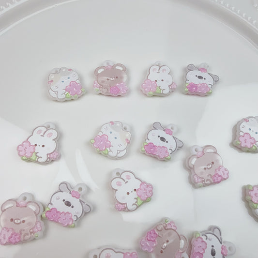 0 0今日新作 動物＆ピンク花miniプレート(0422)