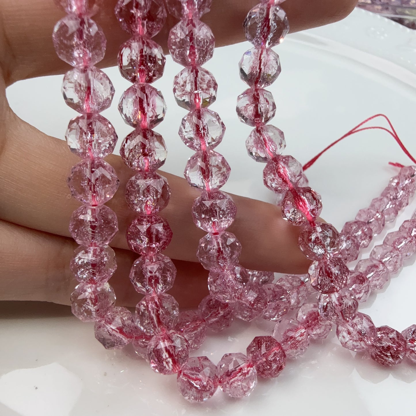 0 0今日新作 花ボールカット2-超クリア単色8ミリ(0909)