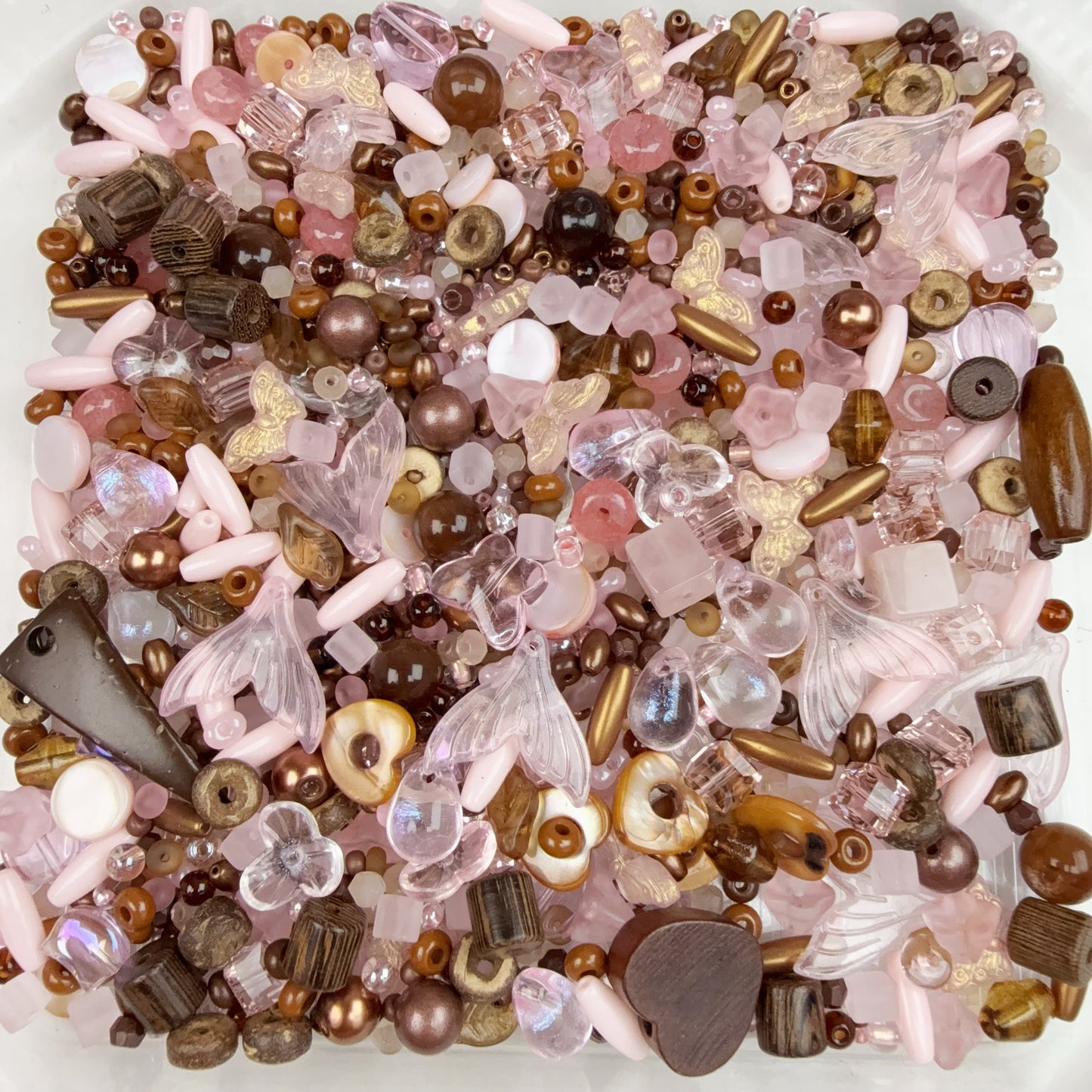 0 0今日新作  茶ピンク シードビーズ混ぜ(0226)