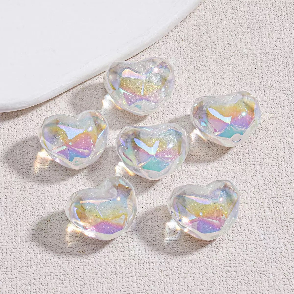 0 0今日新作 ファセットカットハート形ビーズ (0607)