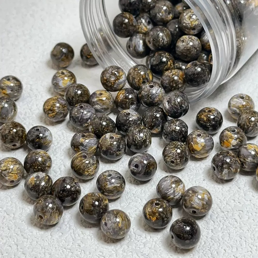 0 0今日新作 油絵ガラスビーズ  10ミリ(0628)