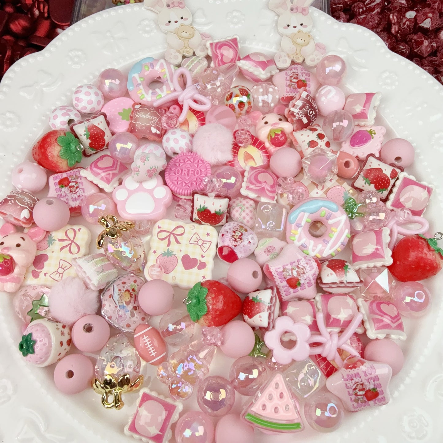 0 0今日新作 苺パーティー 大きなパーツは容量以外 アクリル混ぜ(1224)