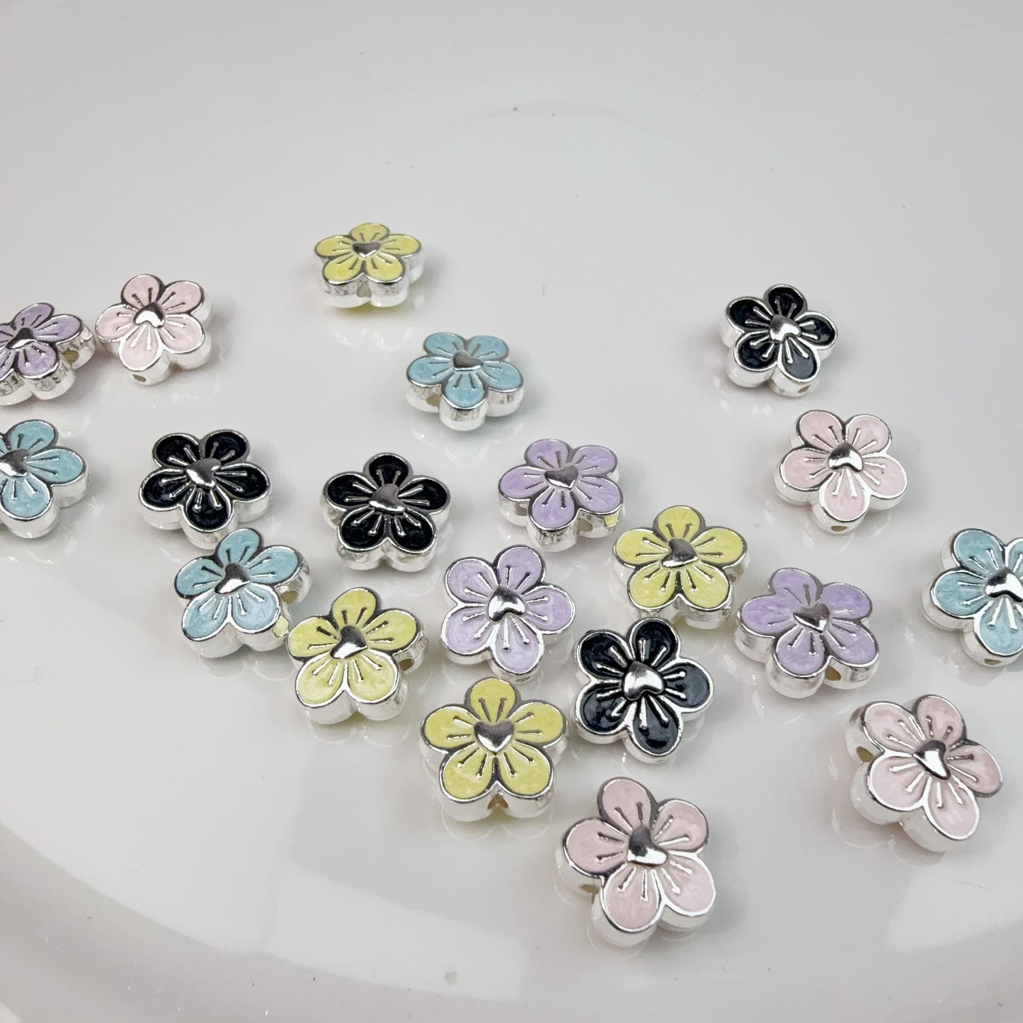 0 0今日新作 油絵ハート桃の花ー合金(0116)