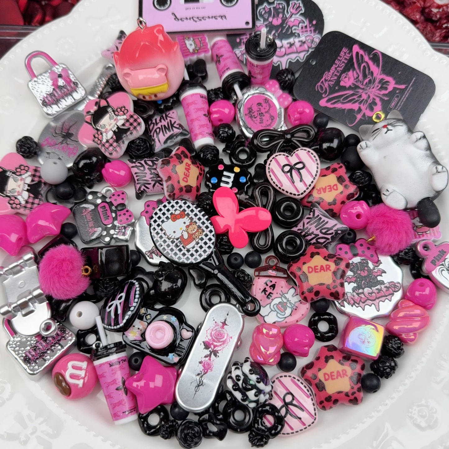 0 0今日新作 black pink アクリル混ぜ(1211)