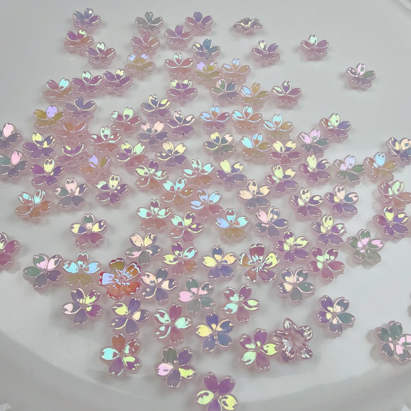 0 0今日新作 ツヤツヤメッキピンクお花 (0226)