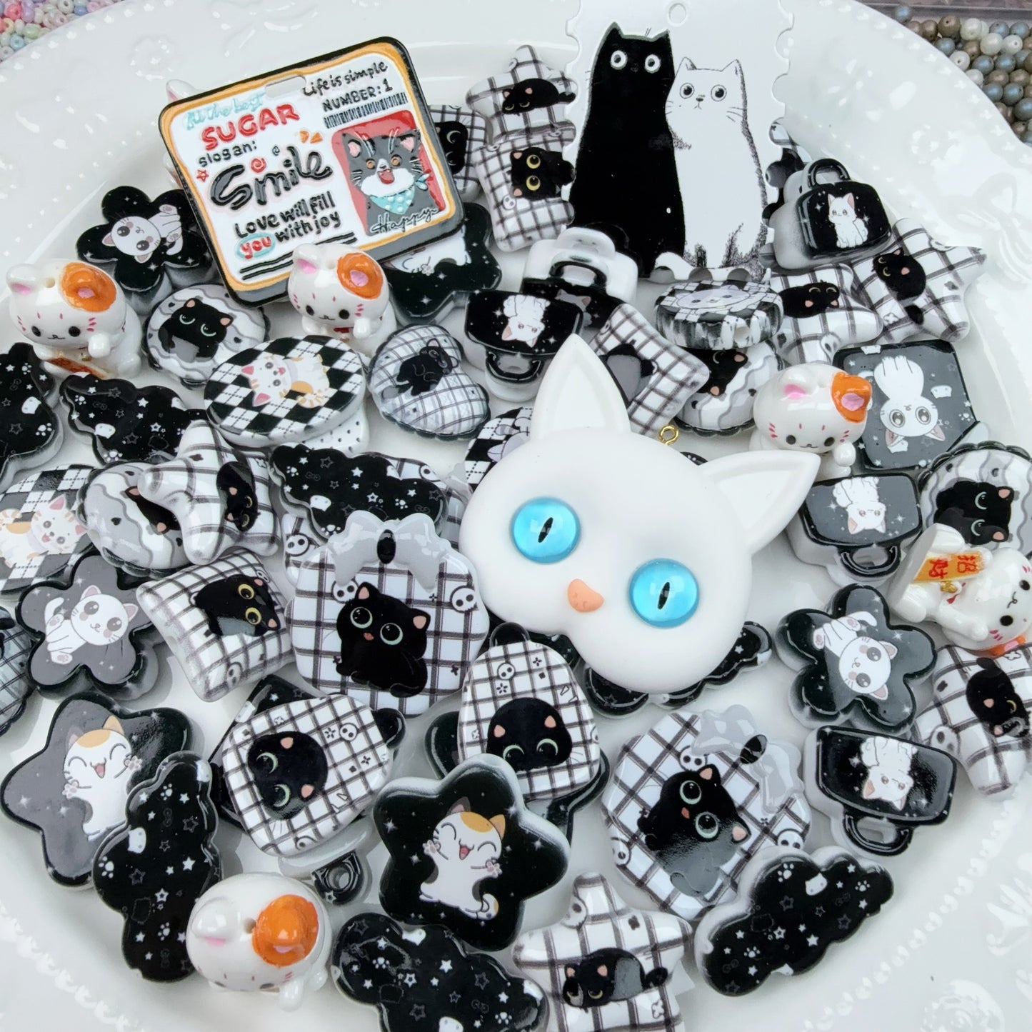 0 0今日新作 黒白猫 アクリル混ぜ(0909)