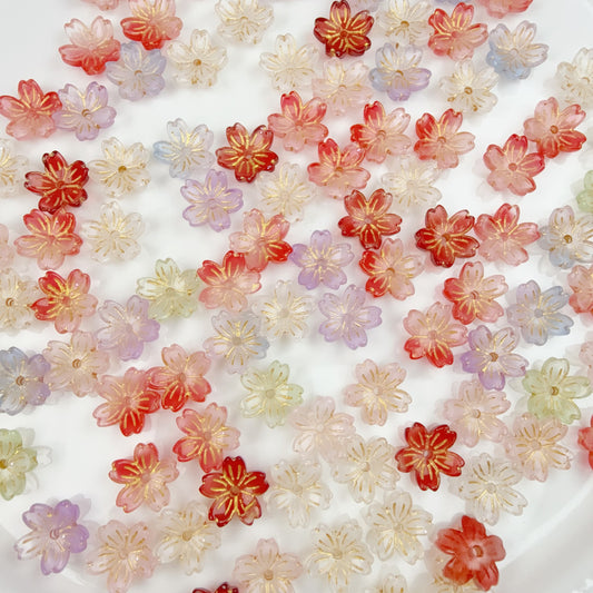 0 0今日新作 ガラスビーズ-桜15ミリ(0305)