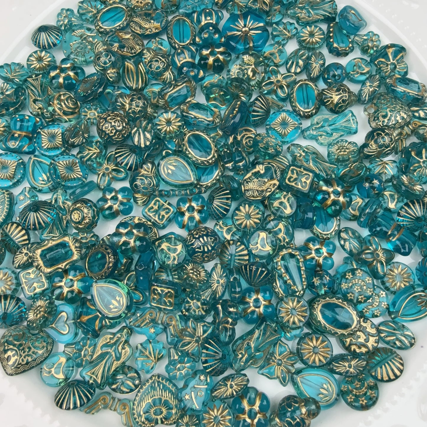 0 今日新作 アクリルバロックー孔雀藍金描き(0503)