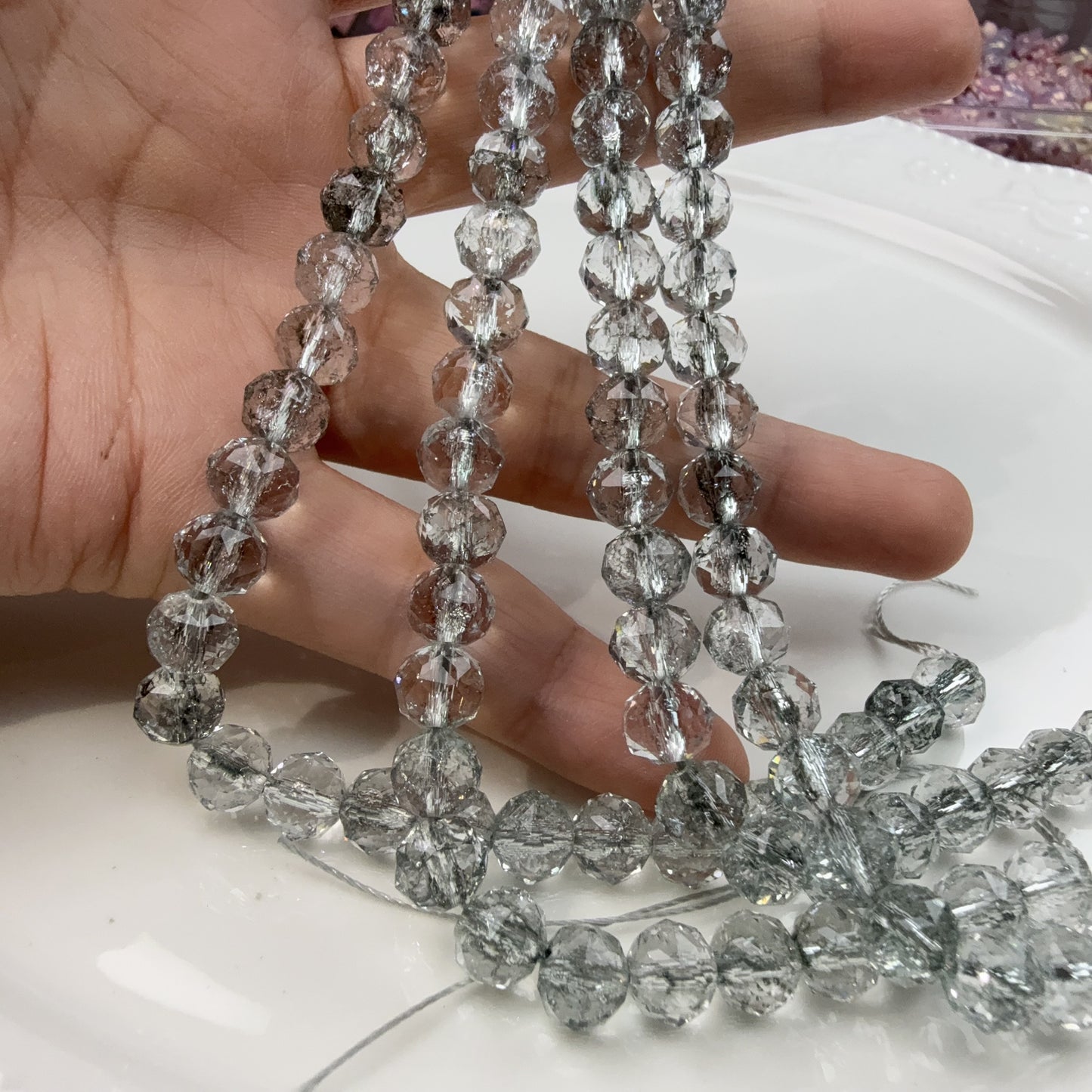 0 0今日新作 花ボールカット2-超クリア単色8ミリ(0909)