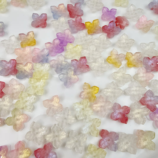 0 0今日新作 ガラスビーズ-4片花12ミリ(0125)